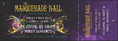 Masquerade Ball Event Ticket 0007 prints in vivid colour on quality stock.