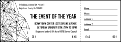 All Purpose Geometric Black and White Raffle Ticket with secure numbering and detachable stubs.