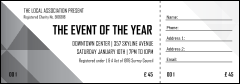 All Purpose Corners Black and White Raffle Ticket with unique numbering and detachable stubs.