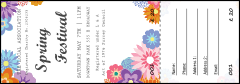 Spring Festival 3 Raffle Ticket with clean-tearing, detachable stubs and unique numbering.