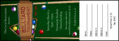 Billiard Tournament Raffle Ticket with detachable stubs.