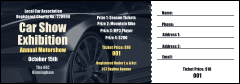 Car Show Speed Dial Raffle Ticket with clean-tearing, perforated stubs.