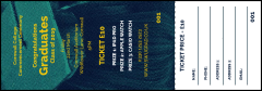 Graduation - Blue and Yellow Raffle Ticket with detachable stub and space for draw info.