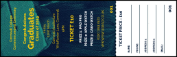 Graduation - Blue and Yellow Raffle Ticket with detachable stub and space for draw info.