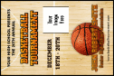Basketball Court Economy Event Badge with sporty fonts and classic wood ball court.