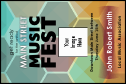 Music Festival Economy Event Badge with modern hexagon pattern.