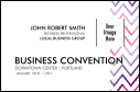 Conference Series: All Purpose Gradient Waves Economy Event Badge with purple lines on the side