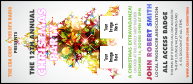 Prism Tree VIP Event Badge Large with fabulous rainbow Christmas tree and modern fonts.