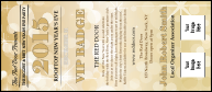 Gold Glitter VIP Event Badge Large with two logo uploads and chic style.