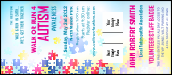 Autism Awareness VIP Event Badge Large with 18 lines of customizable text.