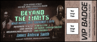 MMA Main Event 2 VIP Event Badge Large with 2 image uploads.