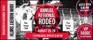 Modern Rodeo VIP Event Badge Large with 2 spots for logo or image uploads.