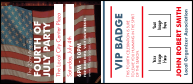 Fourth of July VIP Event Badge Large with 2 image or logo upload spots.