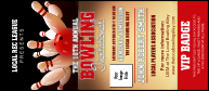 Bowling League VIP Event Badge Large with 17 editable text fields.