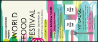 World Food Festival VIP Event Badge Large with 2 image uploads and clever design.