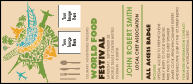 Food Festival VIP Event Badge Large with several lines of customizable text.