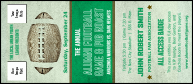 Football Green VIP Event Badge Large with bronze pigskin and logo upload.