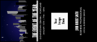 Conference Series: All Purpose Night Skyline VIP Event Badge Large with customizable text.