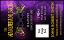 Masquerade VIP Event Badge Medium with Mardi Gras mask in the background.