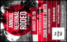 Modern Rodeo VIP Event Badge Medium with 12 text fields and 1 image upload.