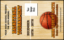 Basketball Court VIP Event Badge Medium with sporty fonts and graphics.