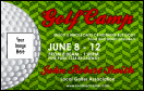 Golf Camp VIP Event Badge Medium with logo upload and editable text fields.