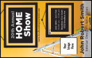 Home Makeover VIP Event Badge Medium with vivid tangerine background and customizable text.