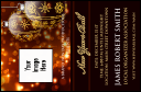 Golden Ornament VIP Event Badge Small with 9 data fields.
