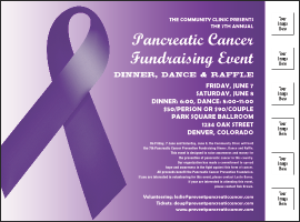 A flyer printed with a purple ribbon and purple in the background. This is perfect for charity pancreatic cancer fundraisers. Part of the Purple Ribbon Event Pack.