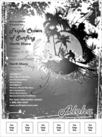 The Aloha Flyer is a Hawaii or beach themed flyer printed in black and white.