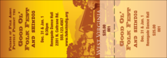 West Virginia General Admission Ticket in golden tones with stub