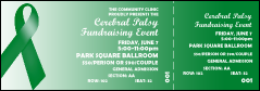 A green and white Green Ribbon Reserved Event Ticket