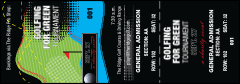 A green, black and blue Golf Water Hazard Reserved Event Ticket