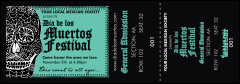 A black and blue Day of the Dead Reserved Event Ticket