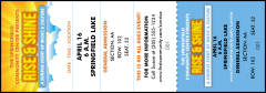 A blue and yellow Sunrise Clouds Reserved Event Ticket
