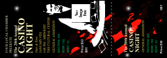 A black and red Casino Dealer Reserved Event Ticket with room for one image