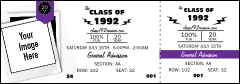 Class Reunion Mascot Purple Reserved Event Ticket with room for one unique image