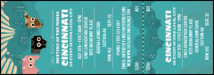 A Cincinnati Reserved Event Ticket with flying pigs