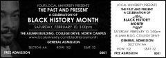 A Black History Month Reserved Event Ticket with room for seat numbers