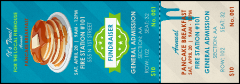 A blue and green Pancake Stack Reserved Event Ticket