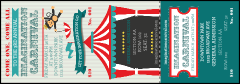 A blue and red Carnival Monkey Reserved Event Ticket