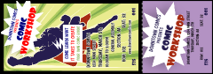 Comic Book Reserved Event Ticket with a detachable stub