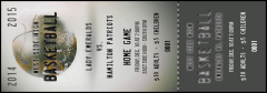 A sleek Basketball Schedule Event Ticket with a detachable stub