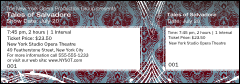 A beautiful violet blue event ticket for opera, classical music, or special events.