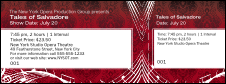 A beautiful lush red, classic event ticket for the opera, symphony, or other special performances and events.