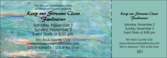 Part of our Nature Series Trout Pack, a beautiful, professionally designed event ticket with trout in a river - perfect for banquets, fundraisers, and river and stream conservation events.