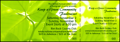 Part of our Nature Series Green Leaves Event Pack, a rich, deep color event ticket with a picture of tree and green leaves in the background.