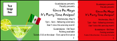 South of the Border general admission ticket with Mexican flag colors and a mini flag in a margarita glass.