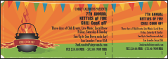 A red, orange, and yellow general admission ticket matching the chili cook-off event kit.