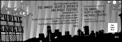 Seattle General Admission Ticket printed in black and white and featuring images of the Space Needle and the city skyline.